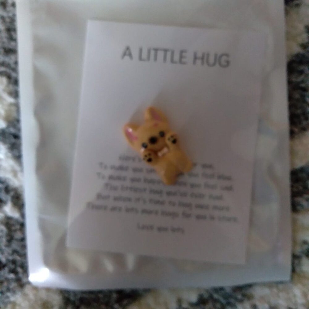 Cute resin dog with poem card. Pocket hug. For a dog lover